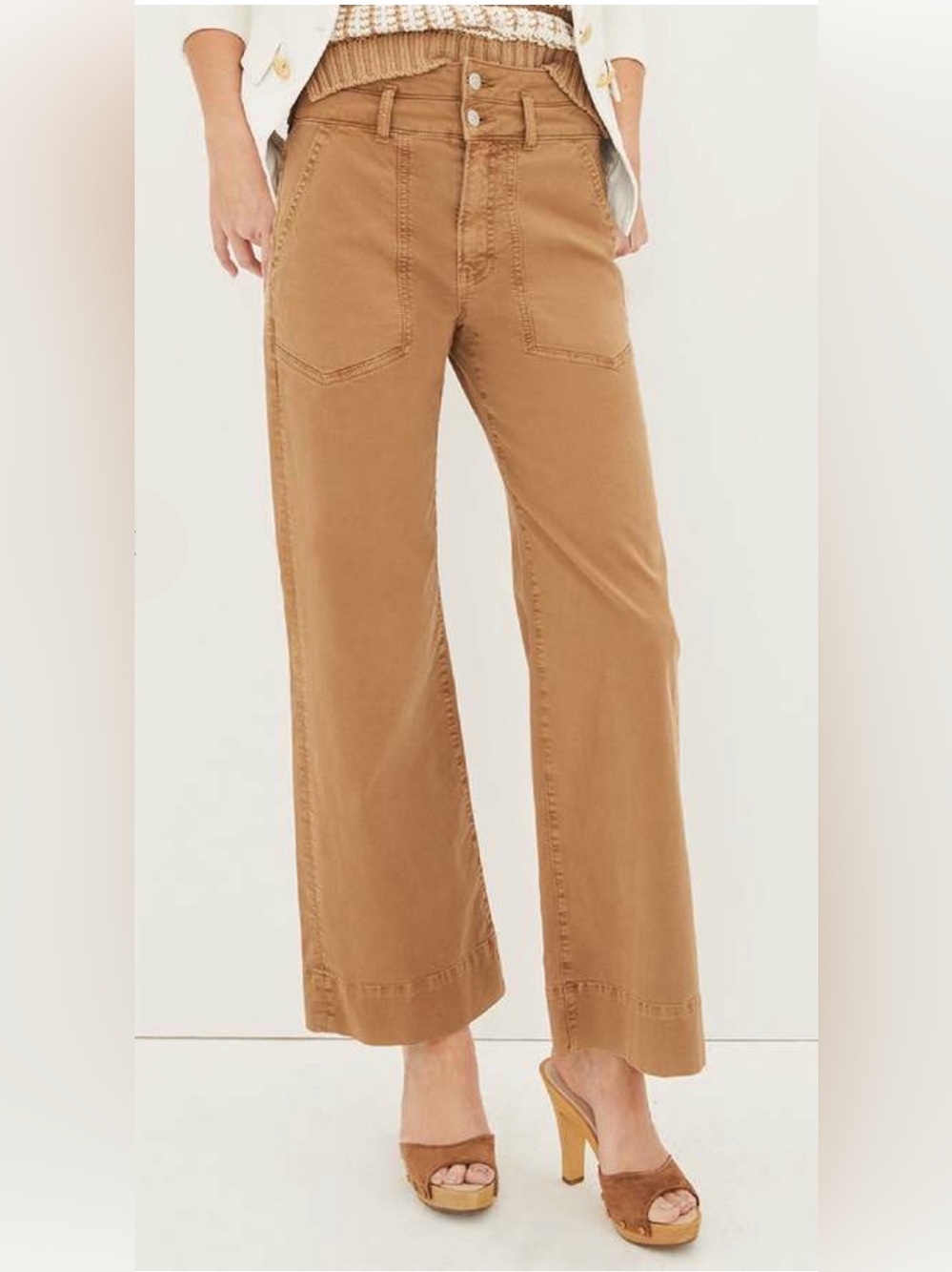 VERONICA BEARD Hilde Patch Pocket Pants Ochre Wide Leg 30